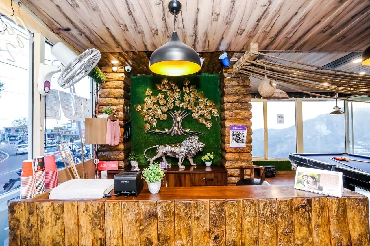 Carved timber service counter
